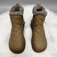 thumbnail image 1 of HAOTAGS Womens Snow Boots, Fall Winter Thickened Fleece Lined Casual Booties Khaki 5.5, 1 of 7