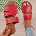 thumbnail image 1 of HAOTAGS Womens Stylish Slide on Comfort Sandal Flat Single Band Slide Sandals Open Toe Casual Summer Shoes Red Size 7, 1 of 5