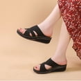 thumbnail image 1 of HAOTAGS Womens Summer Wedge Sandals Slide Sandals Casual Beach Shoes Black Size 6, 1 of 4