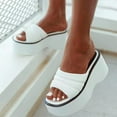 thumbnail image 1 of HAOTAGS Womens Summer Wedge Sandals Slide Sandals Chunky Heel Platform Casual Beach Shoes White Size 6, 1 of 5