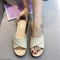 thumbnail image 1 of HAOTAGS Womens Summer Wedge Sandals Slide Sandals Fish Mouth Casual Beach Shoes Beige Size 6.5, 1 of 3