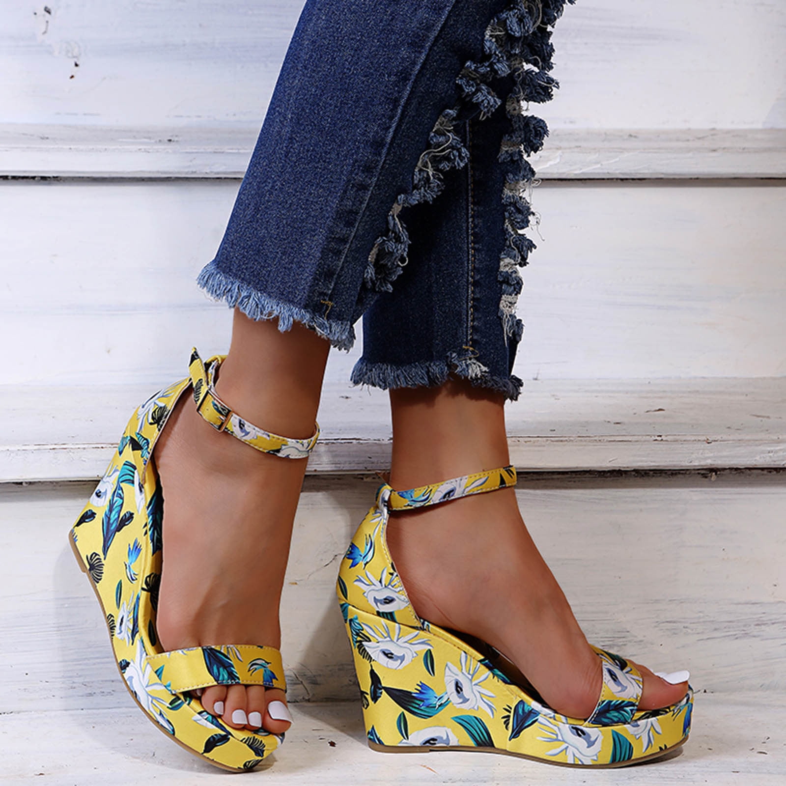 Buy Sandals Shoes Womens Summer Ladies Non Slip Feet Flip Flops High Heeled  Wedges Beach Sandals Online at desertcartINDIA