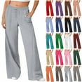 thumbnail image 1 of HAOTAGS Womens Wide Leg Sweatpants Fall Winter Solid Color Hight Waisted Pants White L, 1 of 7