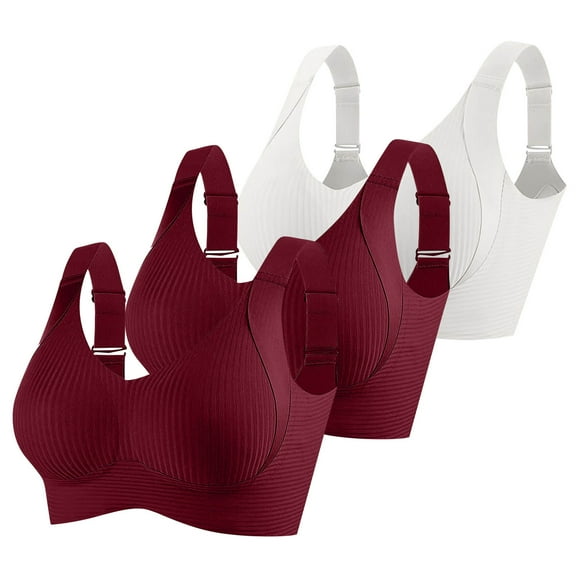 HAOTAGS Womens Wireless Bra,Back and Side Smoothing Convertible Straps Lightly Lined T-Shirt White XXXXL