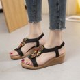 thumbnail image 1 of HAOTAGS Womens's Casual Walking Sandals Slide Sandals Roman Platform Summer Wedge Sandals Black Size 4.5, 1 of 5