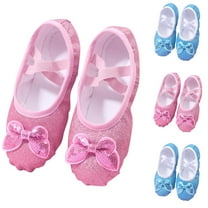 HAOTAGS Yoga Dance Shoes for Girls, Satin Performance Round Toe Ballet Shoes Pink 3 T