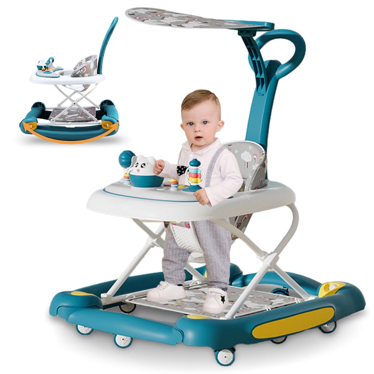 HAOUUCYIN 6-in-1 Multi-functional Foldable Push Walker/Baby Walker