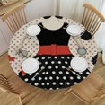 thumbnail image 1 of HAOXIT 1950s Decor Round Fitted Tablecloth with Elastic Edge, Fifties Style Female Fashion Print Polyester Table Cover, Fits Round Table , The Ultimate Protection for Your Table, Multicolor 31-35, 1 of 8