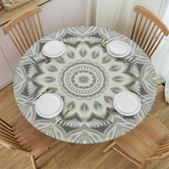 HAOXIT Abstract Tablecloth, Mosaic Style Stained Glass Fractal Colorful Geometric Triangle Forms Image, Dining Room Kitchen Round Table Cover