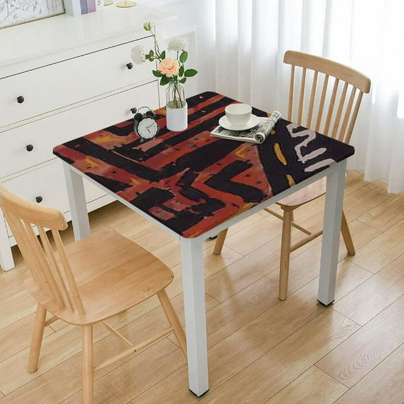 HAOXIT African Mud Cloth Tribal Print Square Tablecloth, Dinner Square Tablecloth for Outdoor Picnic Washable Indoor Kitchen and Holiday Party 40*40