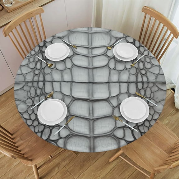 HAOXIT Animal Print Tablecloth, Crocodile Pattern in Fashion Theme Design Print, Round Table Cover for Dining Room Kitchen Decor 31-35