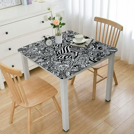 HAOXIT Animal Print Tablecloth, Style Characteristic Tiger Skin Pattern Animal , Rectangular Table Cover for Dining Room Kitchen Decor White