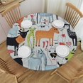 thumbnail image 1 of HAOXIT Animal Tablecloth, Cow Horse Pigs Chicken Sheep Farmhouse Cartoon Print, Round Table Cover for Dining Room Kitchen Decor, 1 of 8