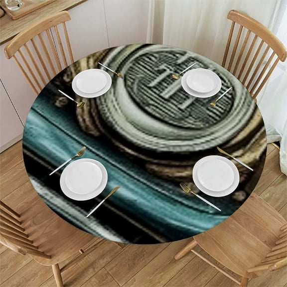 HAOXIT Antique Car Tablecloth Old Truck Car Decor Round Table Cloth Protector Proof Table Cover 31-35