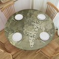 thumbnail image 1 of HAOXIT Antique Round Tablecloth Fitted,Old World Map Print Elastic Edged Polyester Table Cover, Fits Round Table , Protection for Your Table, 54"-58, 1 of 8