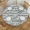 thumbnail image 1 of HAOXIT Antique Tablecloth, European Style Writing Lettering with Ink Feather Pen Design Print, Round Table Cover for Dining Room Kitchen Decor, 1 of 8