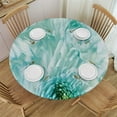 thumbnail image 1 of HAOXIT Aqua Round Tablecloth Fitted,Asian Dahlia Flowers and Buds Print Elastic Edged Polyester Table Cloth, Fits Round Table , for Dining Banquet,Light Blue Turquoise 38"-42, 1 of 8
