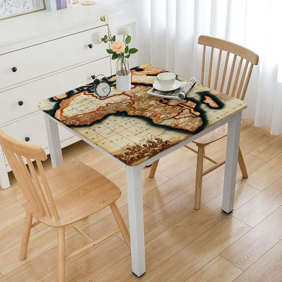 HAOXIT Artical Decrative Linens Tablecloths Picnic Tablecloth with World Map for Rectangle Desk of Bedroom and Kitchen 44''x44''