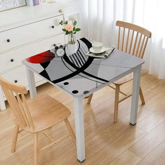 HAOXIT Atomic Pattern Mid Century Atomic Dining Table Cloth Anti-Stain Talking Table Cover for Kitchen Dinning Room Red Grey 40*40