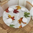 thumbnail image 1 of HAOXIT Autumn Maple Leaves with Elastic Edge, Round Table Cloth Thanksgiving Fall Leaf Washable Reusable Table Cover for Kitchen Dining Party Picnic 46-50, 1 of 8