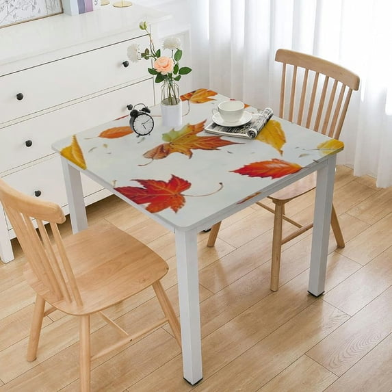 HAOXIT Autumn Pattern Square Tablecloth,Stain Wrinkle Resistant Reusable Washable Print,for Kitchen Camping Birthday Dining Dinner Outdoor 52*52