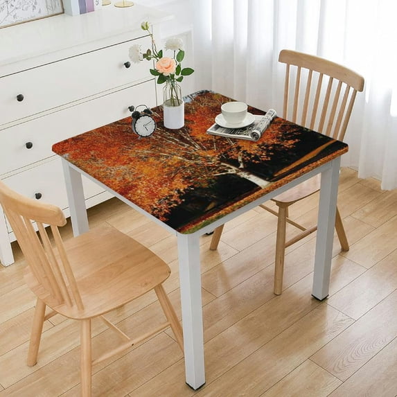 HAOXIT Autumn Pattern Square Tablecloth,Stain Wrinkle Resistant Reusable Washable Print,for Kitchen Indoor Outdoor Events Party Decor 40*40