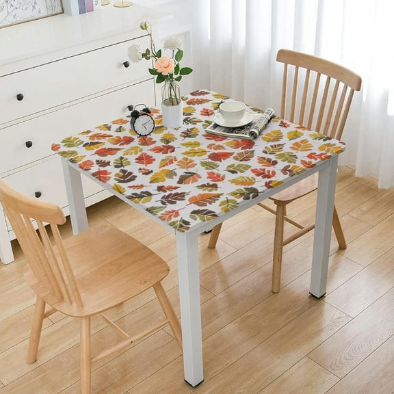 HAOXIT Autumn Theme Square Tablecloth,Stain Wrinkle Resistant Reusable Washable Print Square tablecloths,for Family Kitchen Gatherings Dining Dinner Decor(Burnt Sienna and Mustard) 36*36