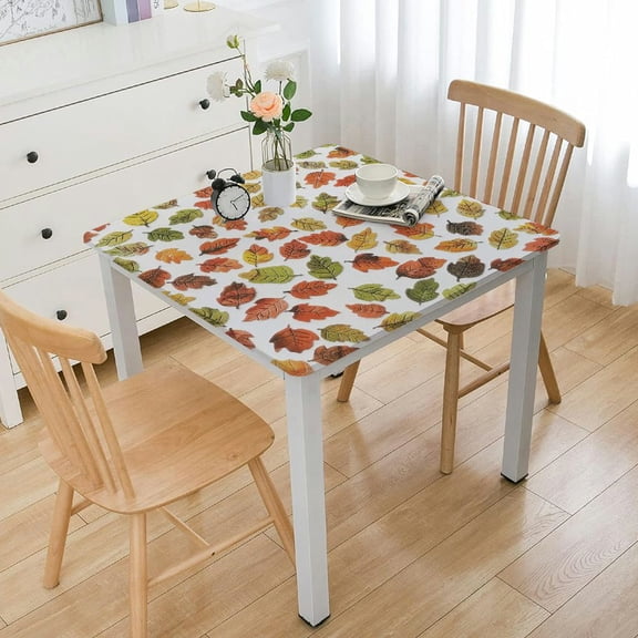 HAOXIT Autumn Theme Square Tablecloth,Stain Wrinkle Resistant Reusable Washable Print Square tablecloths,for Family Kitchen Gatherings Dining Dinner Decor(Burnt Sienna and Mustard) 40*40