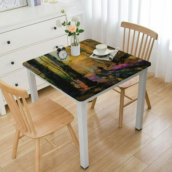 HAOXIT Autumn Theme Square Tablecloth,Stain Wrinkle Resistant Reusable Washable Print Square tablecloths,for Family Kitchen Gatherings Dining Dinner Decor(Multicolor) 36*36