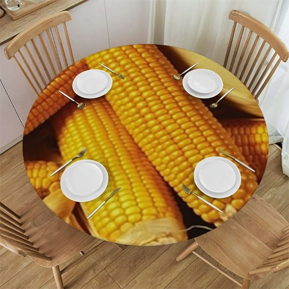 HAOXIT Autunm Tablecloth, Harvest Themed Top View Photo of Corns Food Ingredient Fall Closeup Picture, Rectangular Table Cover for Dining Room Kitchen Decor 42-46