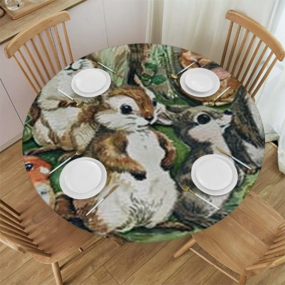 HAOXIT Aztec Tablecloth, South American Abstract Mexican Peruvian Folk Art Elements Boho Doodle, Round Table Cover for Dining Room Kitchen Decor