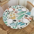 thumbnail image 1 of HAOXIT Beach Pattern Round Fitted Tablecloth,Elastic Edge,Waterproof Wipeable Round Table Cover for Indoor Outdoor Patio Use,Ivory Multicolor,for Round Tables 54-58, 1 of 8
