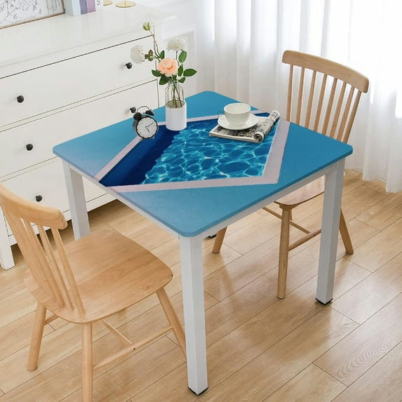 HAOXIT Beach Theme Tablecloth Summer Coastal Sand Starfish Ocean Waves Table Cloth with Waterproof Stain Resistant Decor for Dining Room Home Kitchen Patio Outdoor Holiday Party White