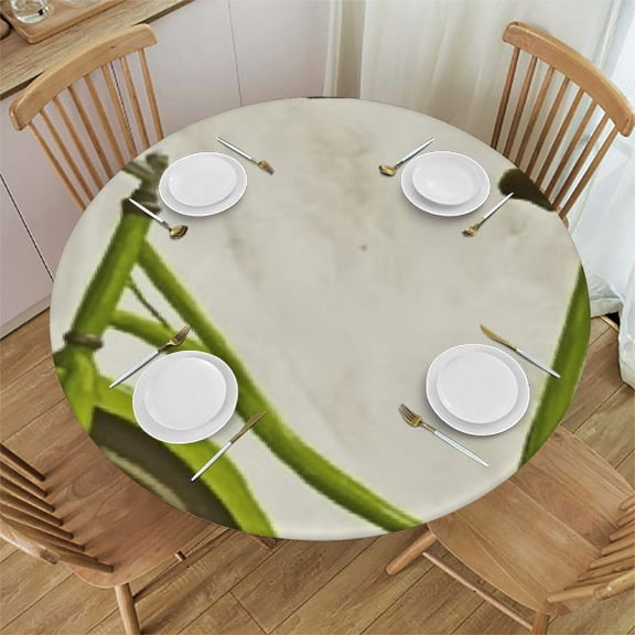 HAOXIT Bicycle Tablecloth, Life is a Bike Ride Letting with Words Print and Pastel Colored Unique Bicycle Vintage Graphic Design, Dining Room Kitchen Round Table Cover