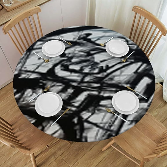 HAOXIT Bicycle Tablecloths A Group of in Competition Pattern Table Cover for Kids Table Cloth for Dining Kitchen Home Decor, Round 31-35