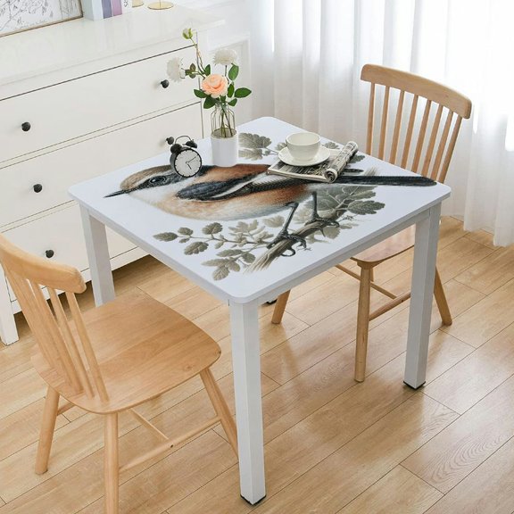HAOXIT Birds Tablecloth Home Decor Nature Cute Animal Robin Bird on Winter Bear Tree Branch Table Covers Polyester Fabric Decorative Rectangular Tablecloths for Dining Room Kitchen White