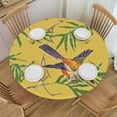 thumbnail image 1 of HAOXIT Birds Wicker Tablecloth Round Leaves Chinese Style Countryside Yellow Waterproof Wipeable Table Cloth Cover Table Pad Cover for Dining Room Fitted Table  54-58, 1 of 8