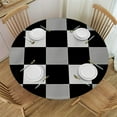 thumbnail image 1 of HAOXIT Black and White Checkered Round Tablecloth, Table Cover,Waterproof Wrinkle and Stain Resistant Washable Polyester Table Cloth for Kitchen Dining Room Holiday Party, 54-58, 1 of 8