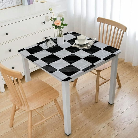 HAOXIT Black and White Checkered Tablecloths Checkered Flag Racing Table Cover Waterproof Rectangle Table Cloth for Picnic Party Retro Celebration 40*40
