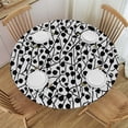 thumbnail image 1 of HAOXIT Black and Print Pattern Round Fitted Tablecloth with Elastic Edged Table Cover for Round Table 31-35, 1 of 8