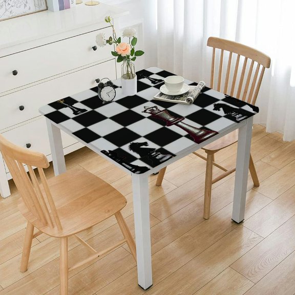 HAOXIT Black and White Checkered Checkered Racing Flag Print Table Cover Decorations for Game Party Dining Room Booth Props 36*36