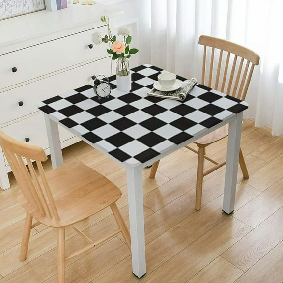 HAOXIT Black and White Gingham Rectangular Buffalo Checkered s Table Cover for Parties, Outdoor Picnic, , Wedding, Camping 46*46