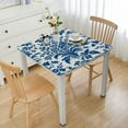 thumbnail image 1 of HAOXIT Block Print Square Table Cloth| Square Square Table Cover Thanksgiving Kitchen Dining |Patio Table Cover for Wedding Parties|Blue 44''x44'', 1 of 7