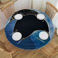 thumbnail image 1 of HAOXIT Blue Abstract Art Elastic Edged Round Fitted Table Cloth Cover, Waterproof Wrinkle Free Round Tablecloth, Home Decorative Tablecloth for Indoor Outdoor Kitchen Party 46-50, 1 of 8