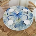 thumbnail image 1 of HAOXIT Blue Butterfly Tablecloth for Home Birthday Living Room Kitchen Round Table Cloth Flower Animals Table Cover 46-50, 1 of 8