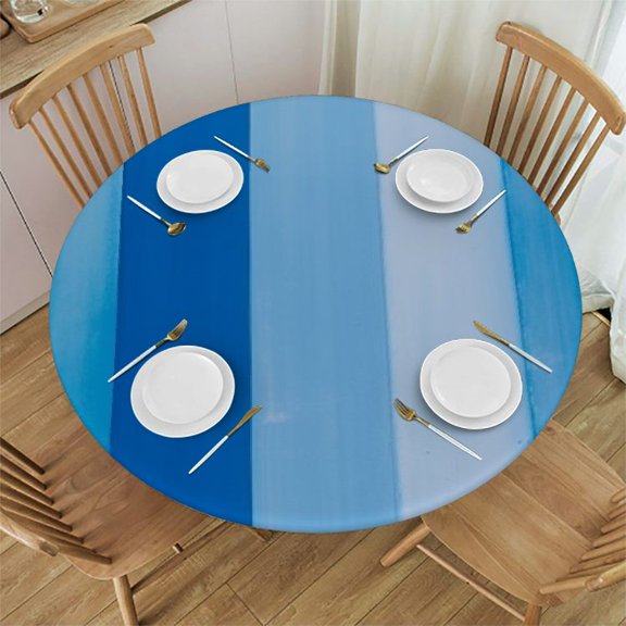 HAOXIT Blue Tablecloth, Abstract Vertical Striped Pattern Dark Blue Tones Serene Illustration Print, Round Table Cover for Dining Room Kitchen Decor