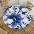 thumbnail image 1 of HAOXIT Blue and White Porcelain Print Round Tablecloth Elastic Fitted Table Cover Washable Elastic Edge Tablecloths for Kitchen Dining Party Fitted Table 54-58, 1 of 8