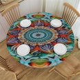 thumbnail image 1 of HAOXIT Boho Mandala Blue Colorful Vintage Waterproof Picnic Patio Table Cloth Cover Decorations Fabric Circular Tablecloth for Home Dining Room Kitchen Decor 31-35, 1 of 8