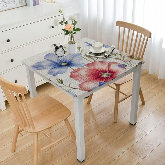 HAOXIT Botanical Wildflower Outdoor Rectangle Tablecloth with Umbrella Hole ,Wrinkle Free Wipeable Fabric Table Cloth Waterproof Zippered Cover for Camping Patio Party, 46*46