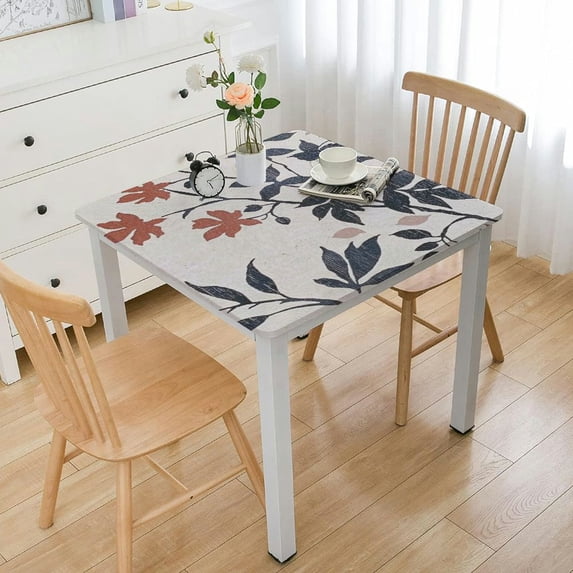 HAOXIT Brown Leaves Printed Linen Fabric Table Cover Waterproof Fabric Decoration / for Kitchen Dining and Outdoor Use 46*46